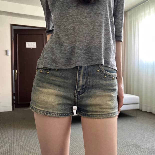 빈티지 워싱 데님 숏팬츠