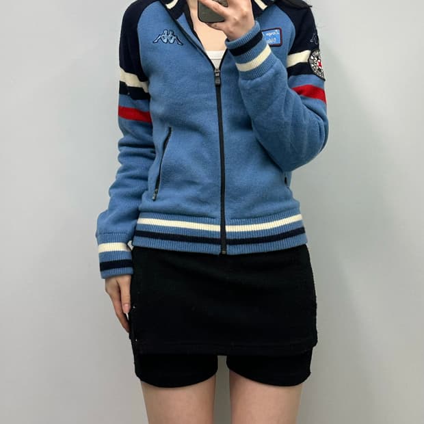 카파 y2k 와투케 블루 니트 집업 가디건