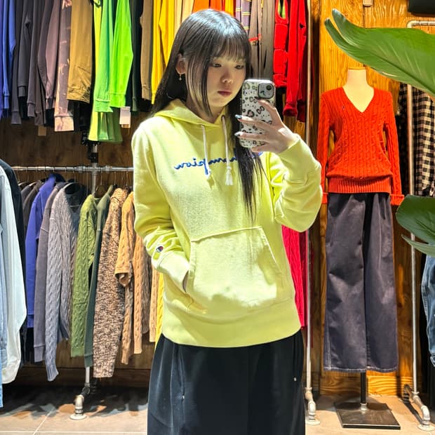 M 챔피언 우먼스 빅로고 레몬옐로우 후드티 