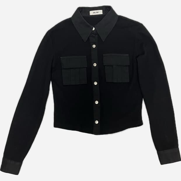 버튼 골지 셔츠 가디건