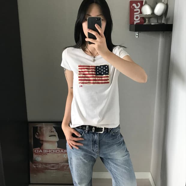 폴로 랄프로렌 성조기 화이트 반팔티