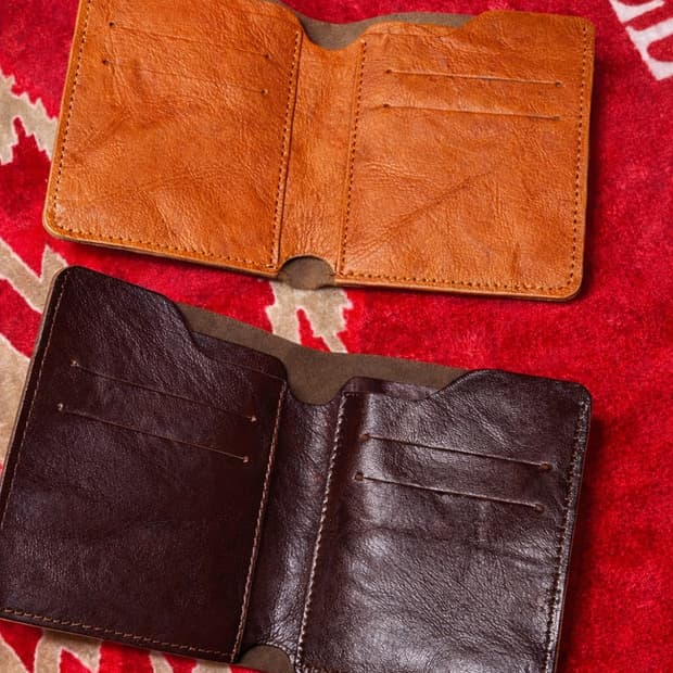 빈티지 에이징 주름 가죽지갑