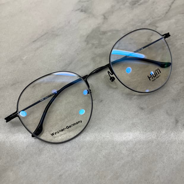 흄 HUM 블랙 라운드 역산각 메탈테 안경