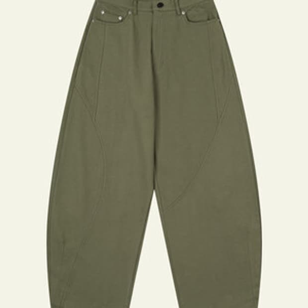[새 상품/택o] 웨이비니스 - 오블리크 커브드 치노 팬츠 올리브 (2)