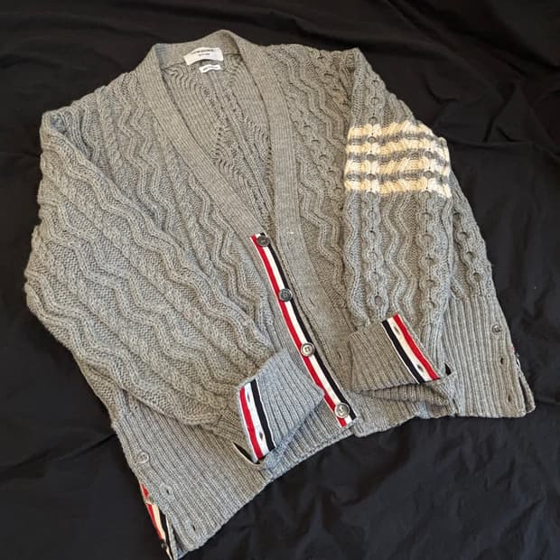 톰브라운 아란 케이블 니트 가디건 4사이즈