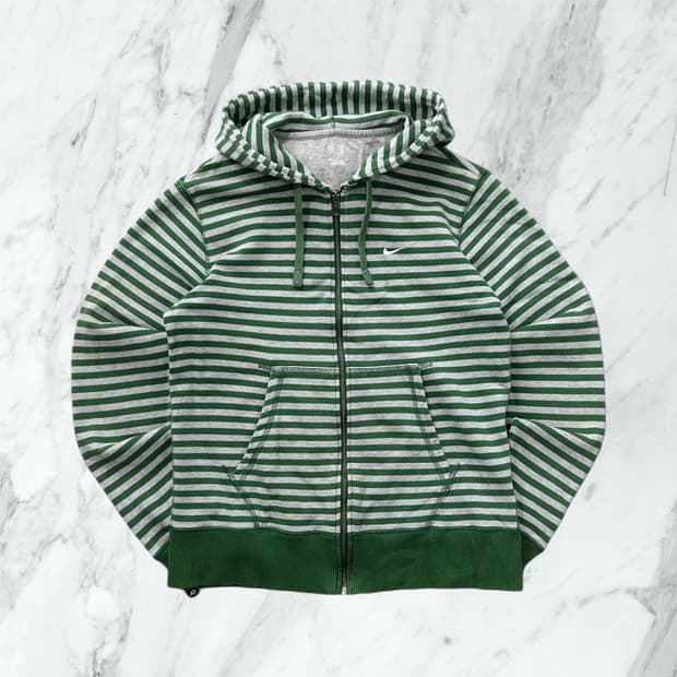 나이키 그린 스트라이프 후드집업