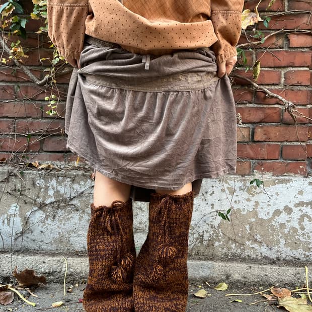 브라운 빈티지 니트 레그워머
