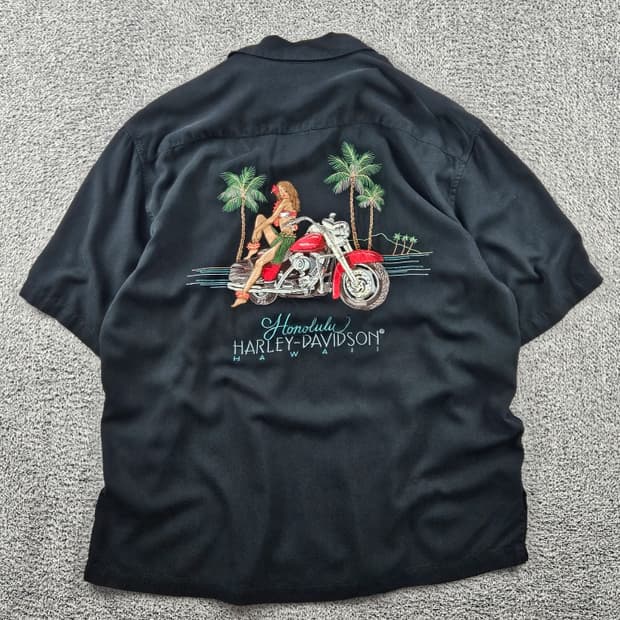 할리데이비슨 하와이 호놀룰루 실크 반팔 셔츠 ( XL ) / 11420