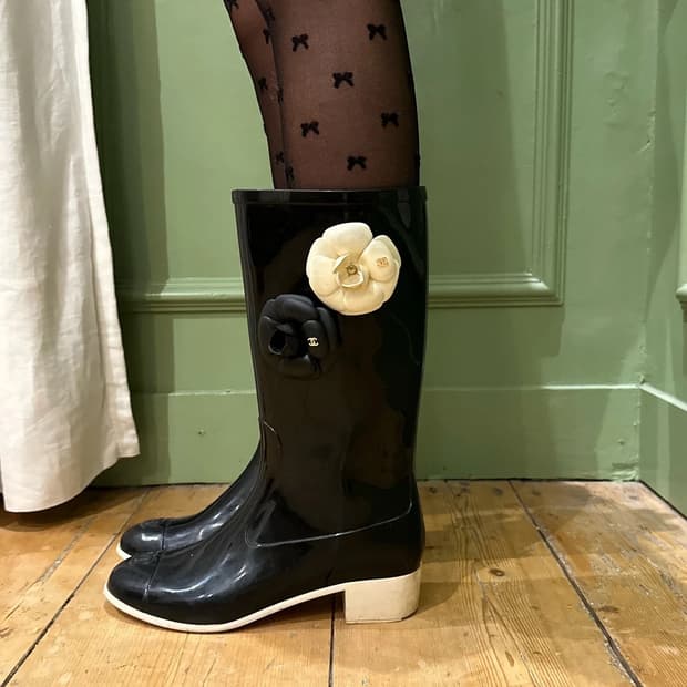 샤넬 까멜리아 꽃 장화 레인부츠 230-235