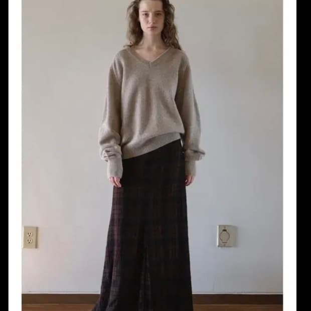 비아플레인 카렌 체크 스커트 s