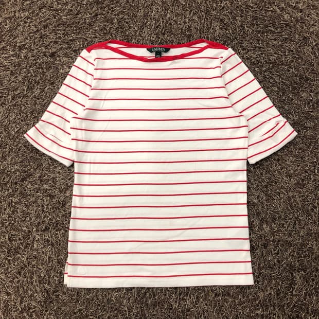 로렌 랄프로렌 여성 스트라이프 반팔 티셔츠