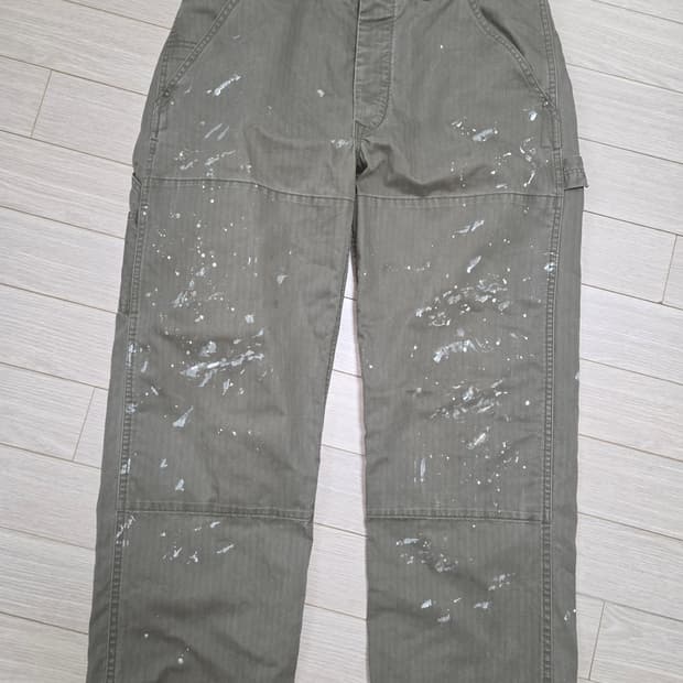 RRL distressed 페인트 카펜터 헤링본 팬츠 (허리 33)