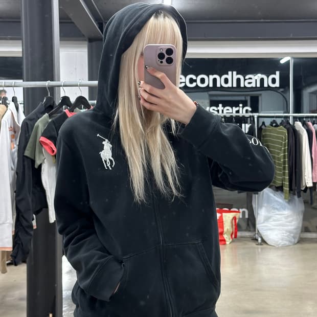  폴로 랄프로렌 빅포니 블랙 후드 집업