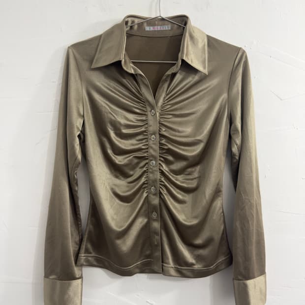 mixt glossy shirring shirt