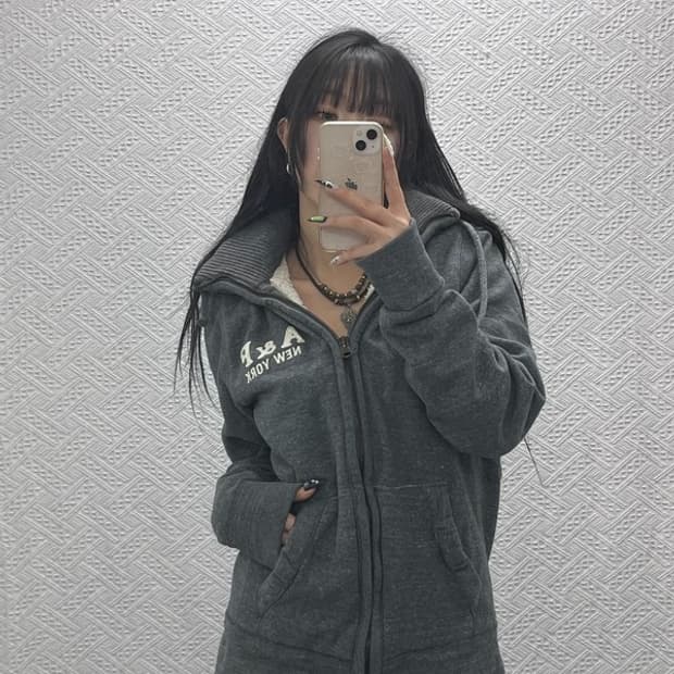 아베크롬비 울프죠 Y2K 캐주얼 양털 후드집업 L C08758