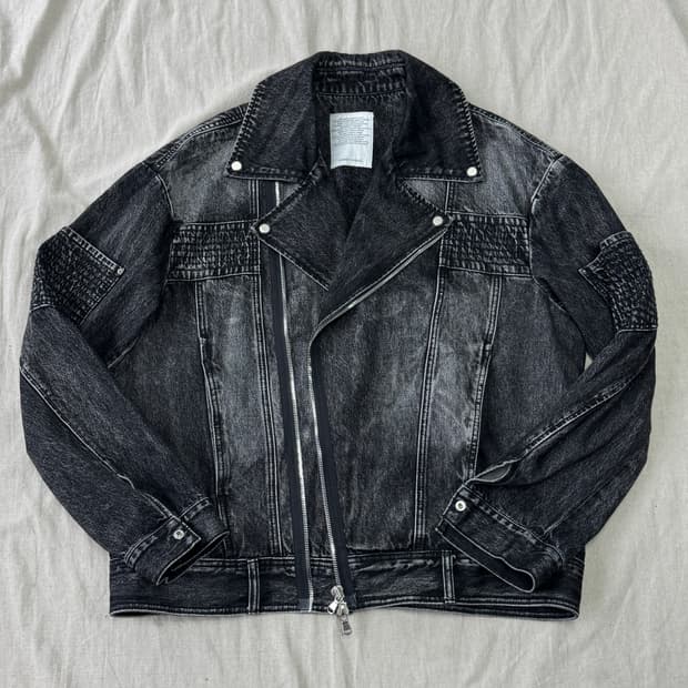 메종미네드 투웨이 흑청 데님 라이더 자켓 L