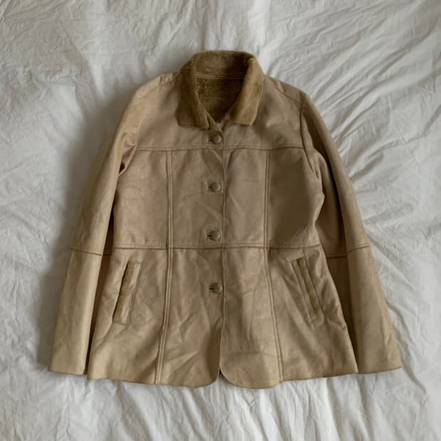 베이지 레더 자켓