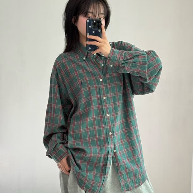 폴로 뮤트 그린 체크셔츠