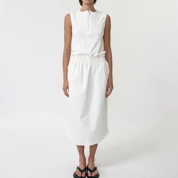 낫띵리튼 Shirring band cotton skirt (White)