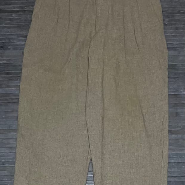 Beige wide wool slacks