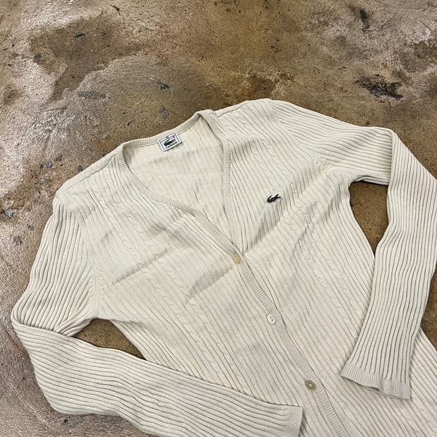 라코스테 아이보리 브이넥 니트 가디건 95