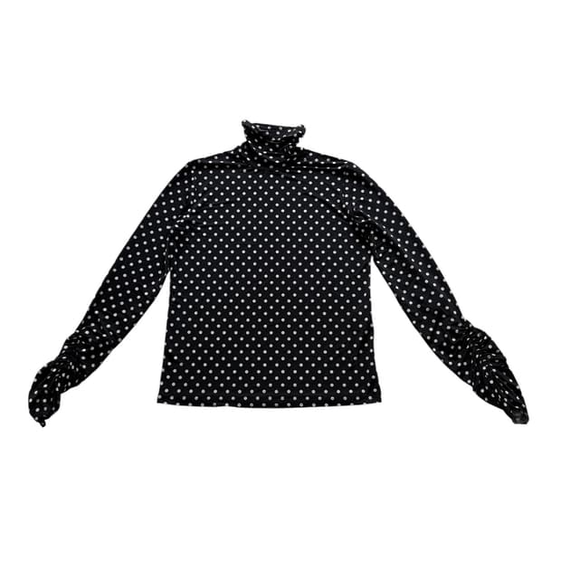 dewe dewe 셔링 긴 팔 땡땡이