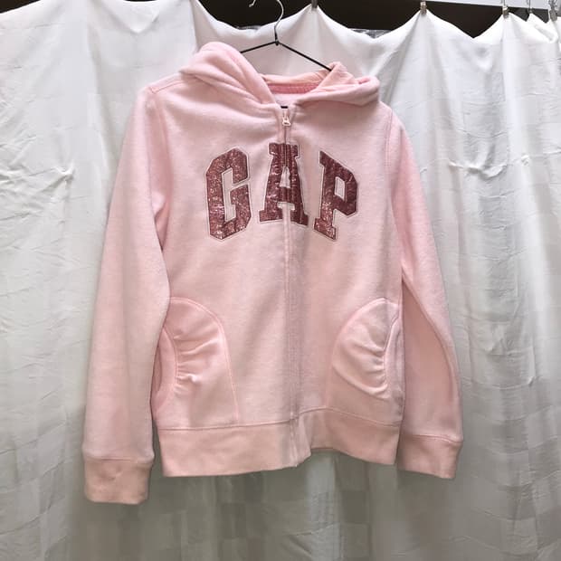 GAP 갭 딸기우유 라떼갸루 글리터 기모 후드집업