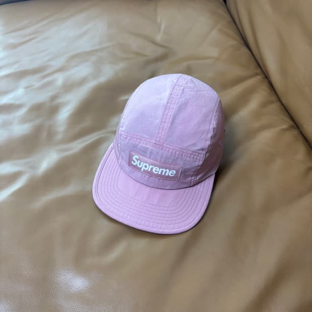 Supreme 슈프림 핑크 캠프캡 모자 Waxed Ripstop Pink