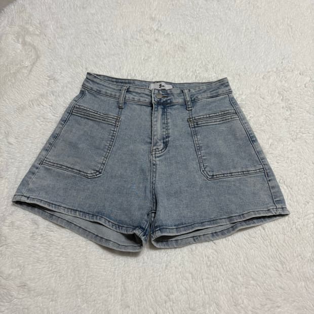 빈티지 스판 연청 데님 숏팬츠