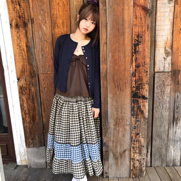코이세이오 mori check skirt brown 새상품