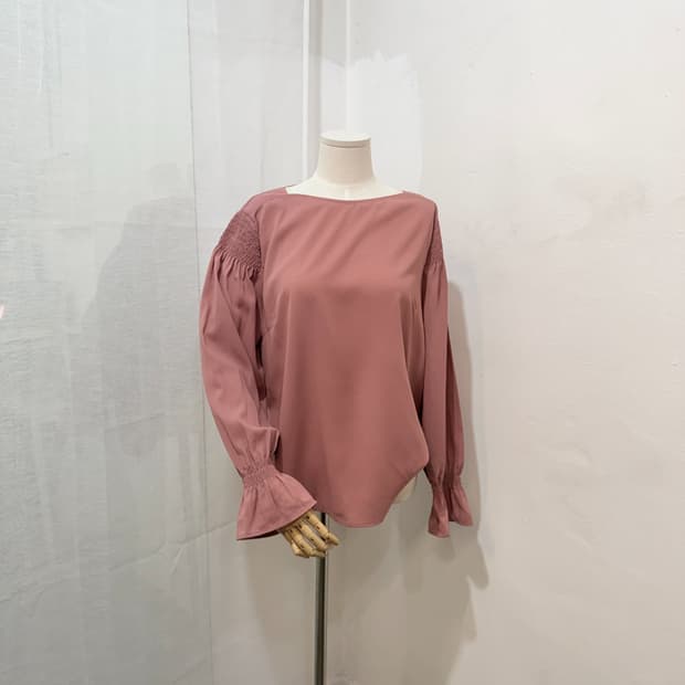 인디핑크 쉬폰 보트넥 긴팔 쉬폰블라우스 800