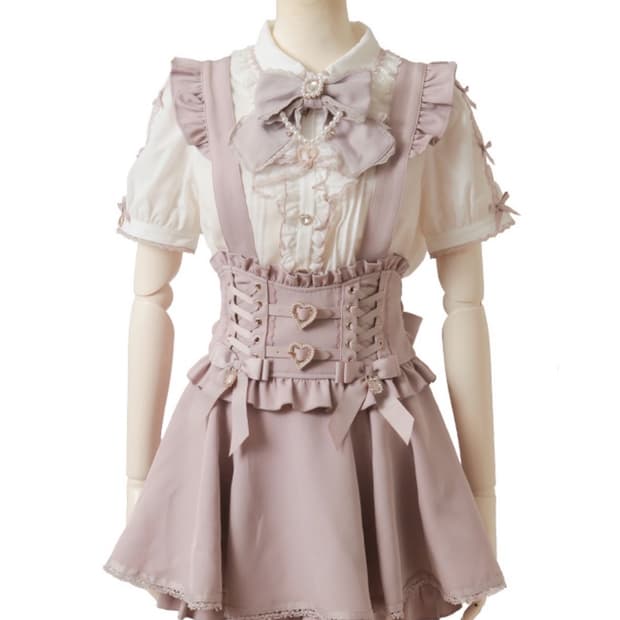 리즈리사 하트버클 스카판 서스펜더 스커트