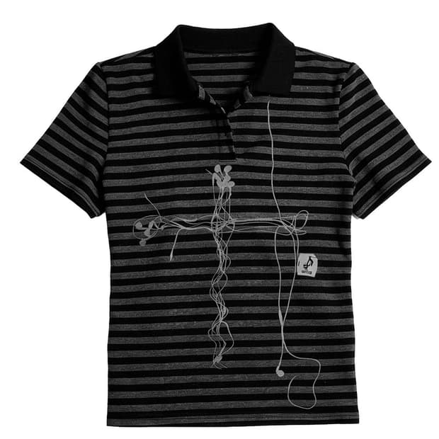 Cross Earphone Graphic Stripe Polo T-Shi