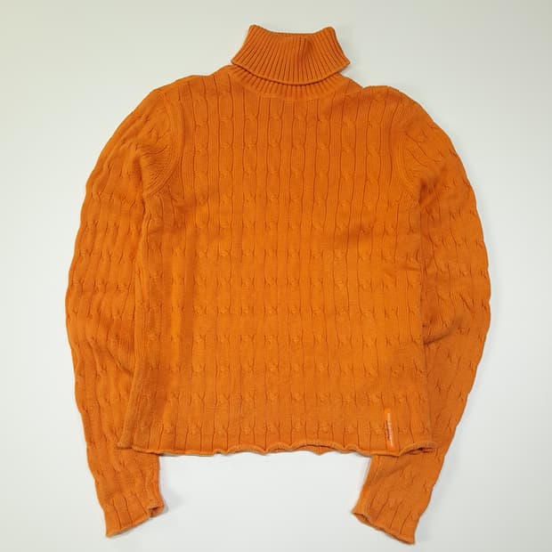CL414 L 폴로 90s 홍콩판 케이블 오렌지 터틀넥 니트 스웨터
