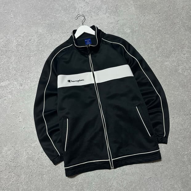 챔피온 스몰로고 배색 블랙 져지