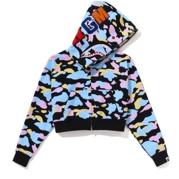 베이프 캔디카모 샤크 크롭 후드집업