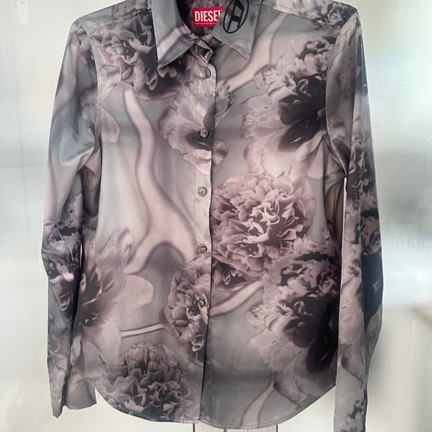 디젤 Floral-Print Satin Shirt