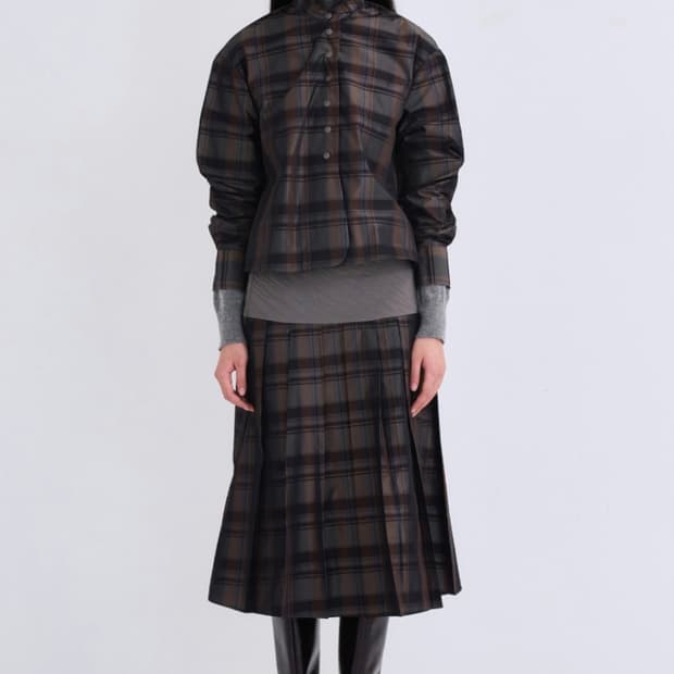 포코포스카 스커트 YOKE PLEATED SKIRT (GREY)