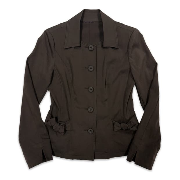 빈티지 브라운 슬림 라인 리본 자켓