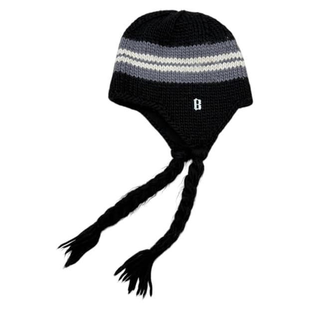 BULA 빈티지 이어플랩 비니 모자 블랙