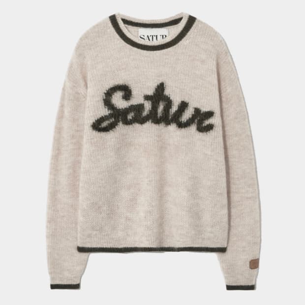 세터 라운드넥 모헤어 로고 니트 리조트 아이보리