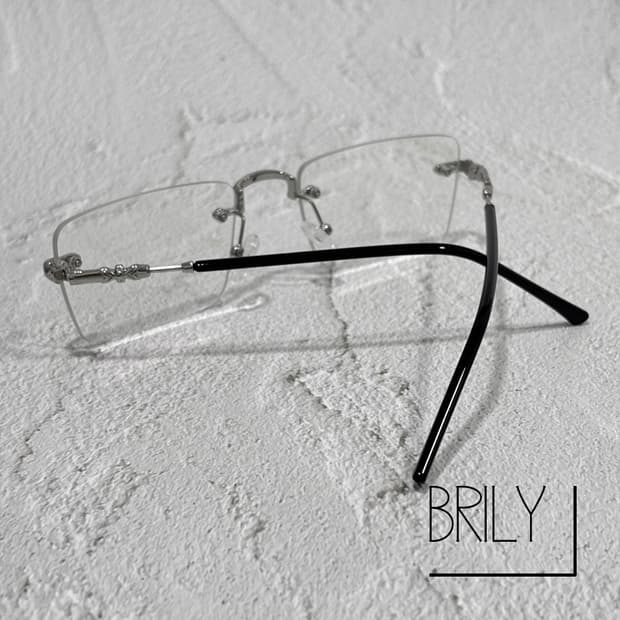 [Unisex] BEN2 부바 크롬 디테일 긱시크 무테 안경 실버