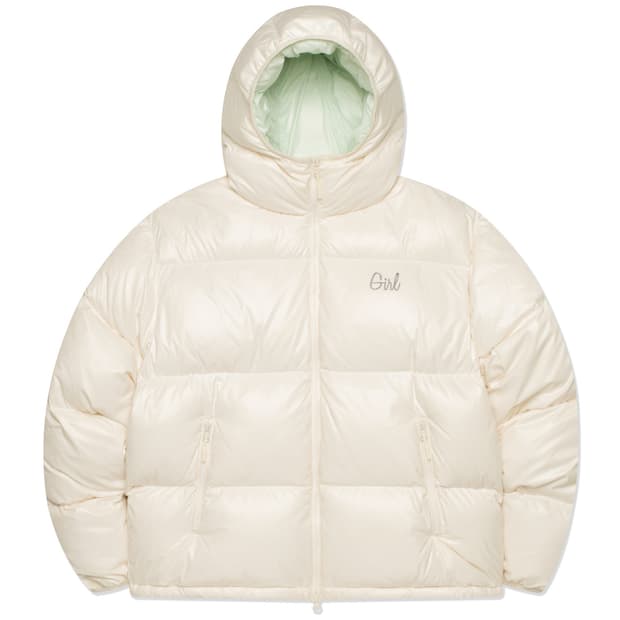 걸스케이트보드 패딩 GLOSSY TYPO HOODED DOWN IVORY