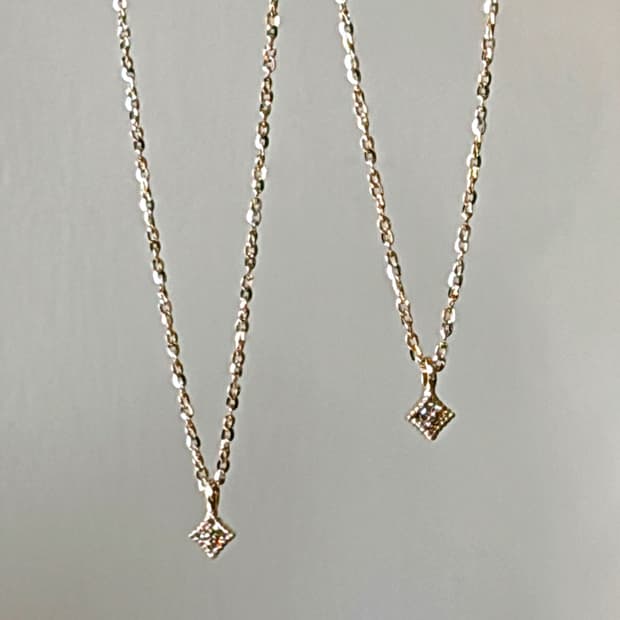 보라상자 샴페인골드 다이아 14k 목걸이