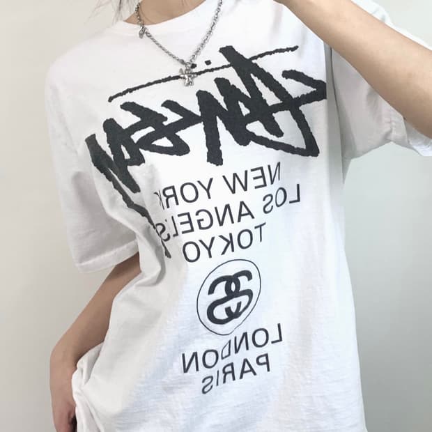 Stussy 스투시 화이트 월드투어 티셔츠