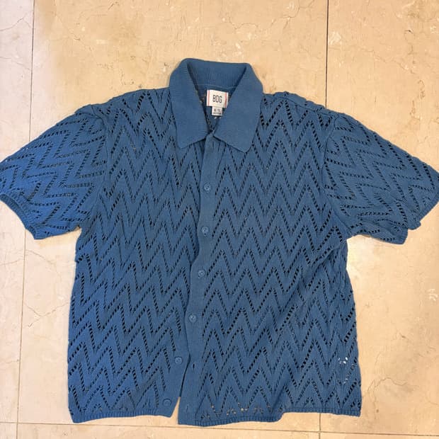 (XL) BDG Urban Outfitters 블루 니트 반팔 셔츠
