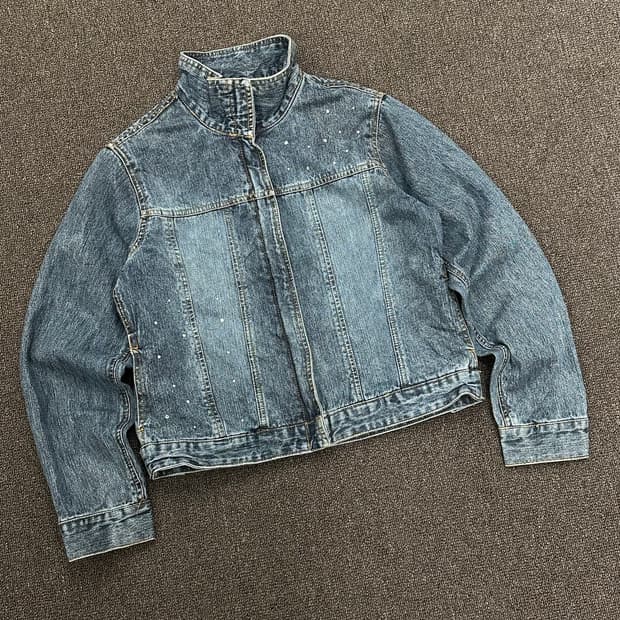 L)Avarice 빈티지 여성 비즈 디테일 데님 집업 자켓
