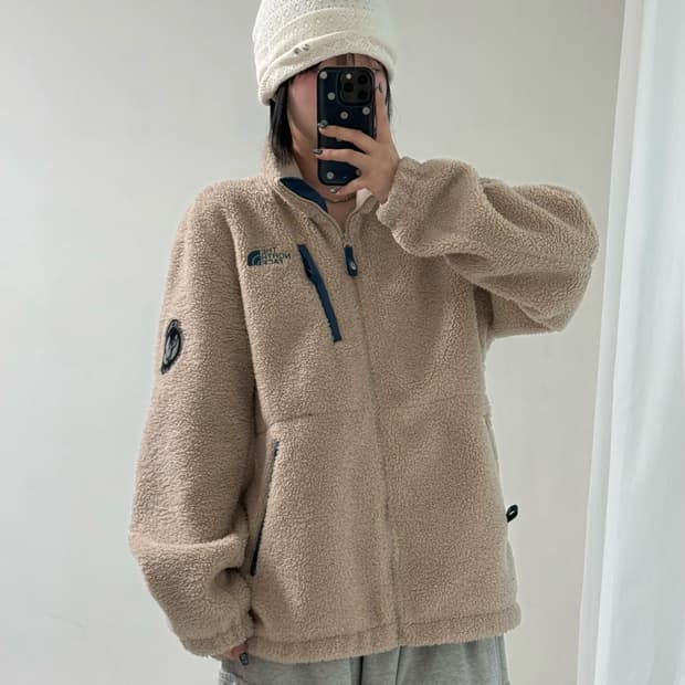 노스페이스 베이지 플리스 집업