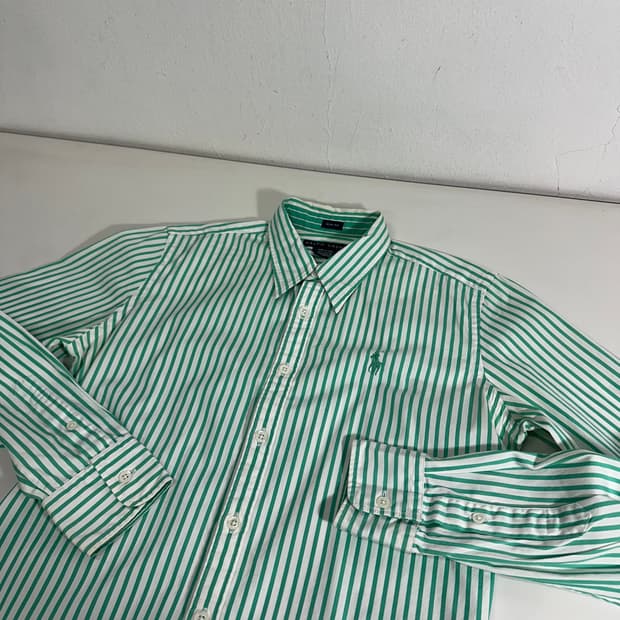 우먼S-M 폴로 랄프로렌 민트 스트라이프 셔츠