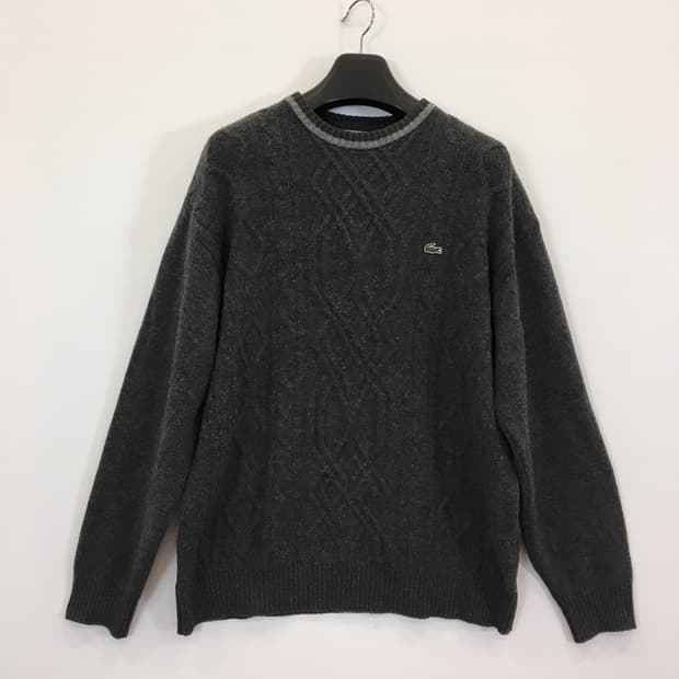 라코스테 패치로고 울 케이블 니트 105 